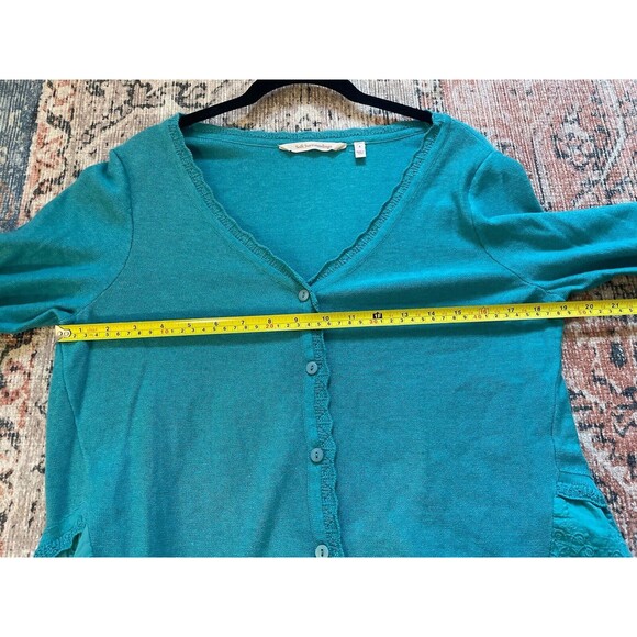 Soft Surroundings Size Small Lace Cardigan Buttons Cotton Blend Teal - Picture 7 of 9